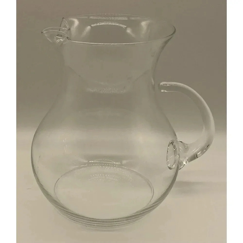 Vintage Glass Pitcher With‎ Applied Handle 8 Inch High 32 Ounce